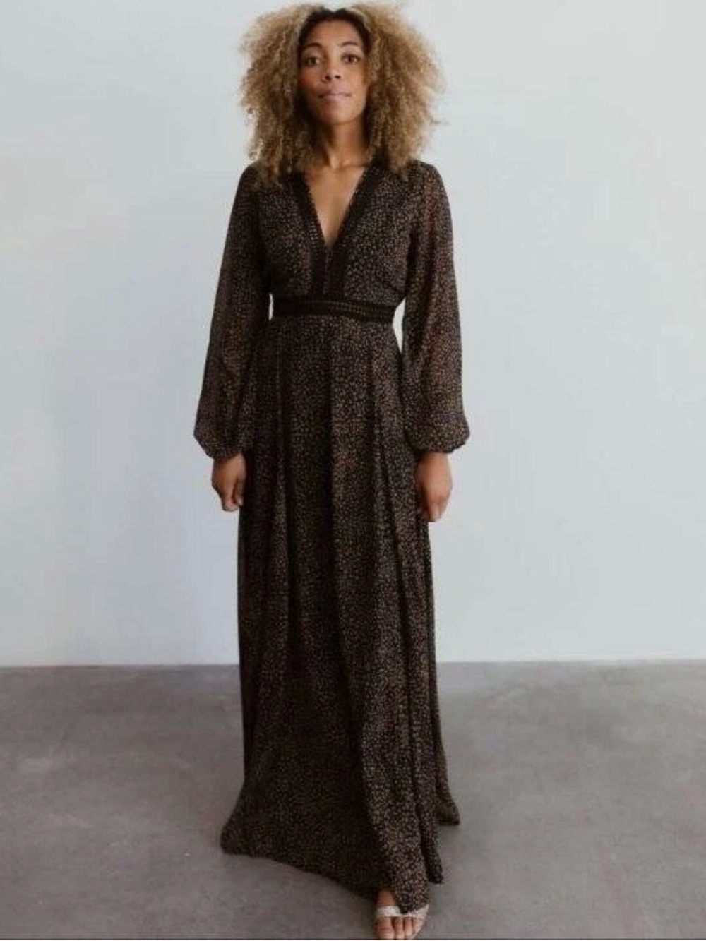 Women’s Baltic Born Cha Cha Print Maxi Dress Taupe/Black Size S Animal Print - Picture 8 of 9
